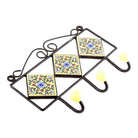 Yellow Forest Green Leaf Red Tiny Flower Tiles Hooks